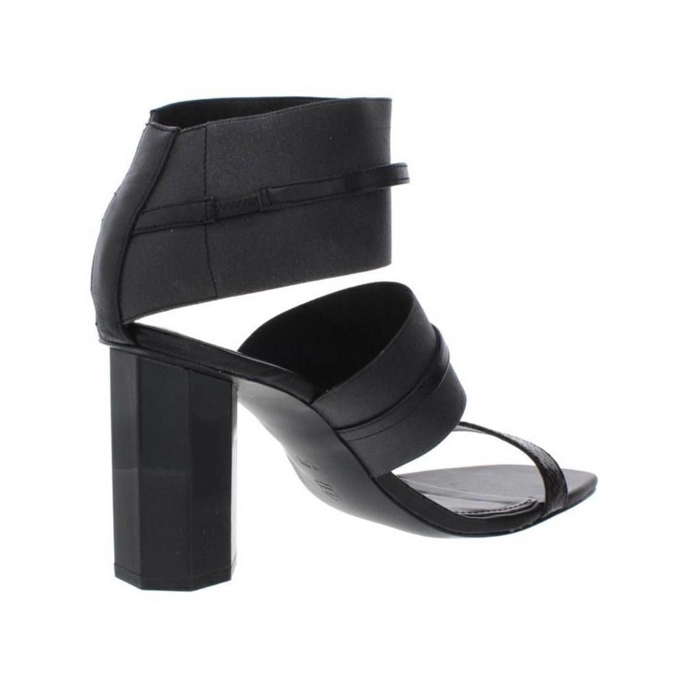 Donald Pliner Buy Black Ankle Strap Black Chunky High Heel Leather Sandals  9.5 - Picture 2 of 11